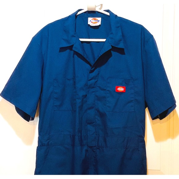 Vintage Dickies coveralls short sleeve 46s 3399NV work wear overalls jumpsuit - Picture 3 of 13